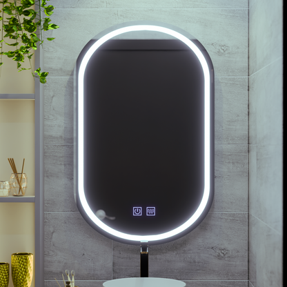 Ovális LED tükör 50x80cm, Velara Touch, páramentesítő rendszer, szabályozható, hideg fény 6000K Korman Mirrors E Alapértelmezett cím Alessandro Design