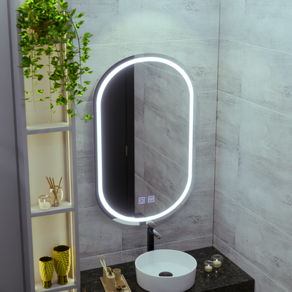 Ovális LED tükör 50x80cm, Velara Touch, páramentesítő rendszer, szabályozható, hideg fény 6000K Korman Mirrors E Alapértelmezett cím Alessandro Design