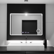 Négyszögletű LED-es tükör 120x80 Aura Riflesso Puro MotionGlow Marcello, Páramentesítő rendszer, Hőmérő és Óra, Mérhető tükrök Marcello Alapértelmezett cím Alessandro Design