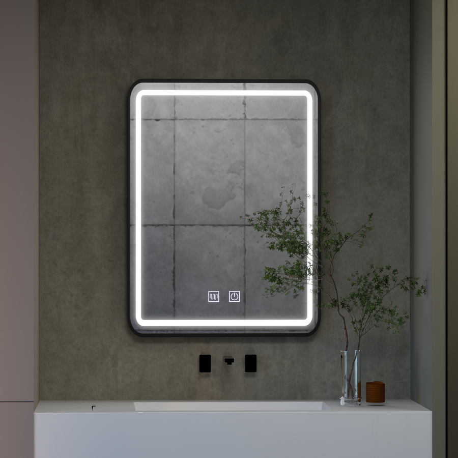 Oglinda LED Rectangulara, 50x70cm, EDGE Touch, Sistem Dezaburire, Rama Neagra Oglinzi Korman E Default Title Alessandro Design