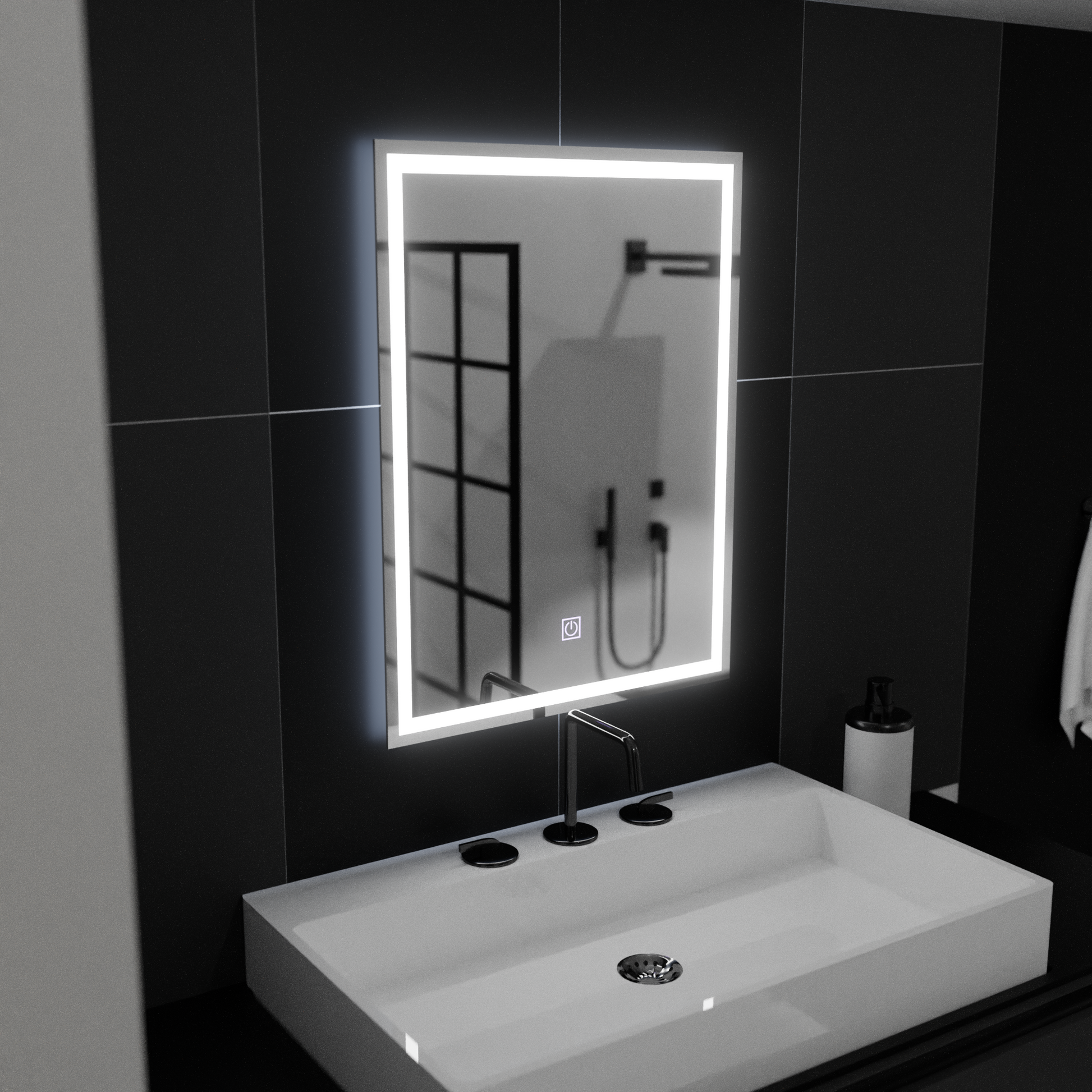 Négyszögletű LED-es tükör, 50x70cm, KERET Basic Touch Mirrors Korman C Alapértelmezett cím Alessandro Design