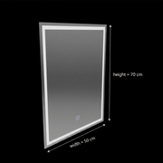 Négyszögletű LED tükör, 50x70cm, FRAME Basic Touch