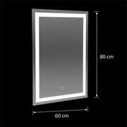 Négyszögletű LED tükör, 60x80cm, FRAME Basic Touch