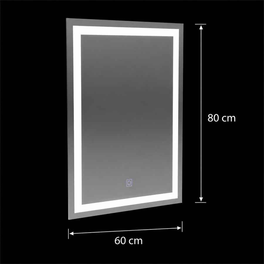 Négyszögletű LED tükör, 60x80cm, FRAME Basic Touch