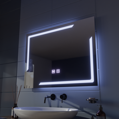 Négyszögletű LED-es tükör, 80x60 cm, ECLISSA Touch, páramentesítő rendszer, szabályozható tükrök Korman E alapértelmezett cím Alessandro Design
