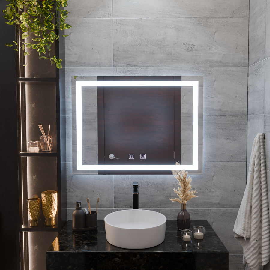 Négyszögletű LED-es tükör, 80x60cm, RADIANTE Touch, páramentesítő rendszer, szabályozható tükrök Korman E alapértelmezett cím Alessandro Design