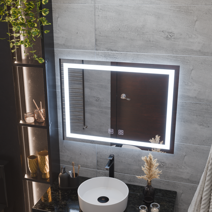 Négyszögletű LED-es tükör, 80x60cm, RADIANTE Touch, páramentesítő rendszer, szabályozható tükrök Korman E alapértelmezett cím Alessandro Design