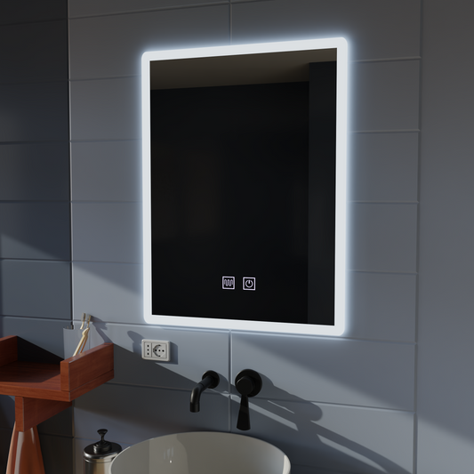 Négyszögletű LED-es tükör, 60x80cm, érintőképernyős VENERA, páramentesítő rendszer, szabályozható tükrök Korman E alapértelmezett cím Alessandro Design