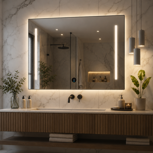 Giga LED tükör, 80x60cm, Ezüst, Touch, 6000K fény