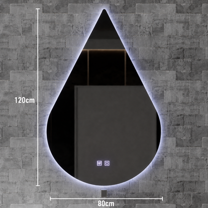 Touch River LED tükör, 52W, Demist rendszer, 80X120cm, csepp alakú