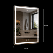 Giga LED tükör, 80x60cm, Ezüst, Touch, 6000K fény