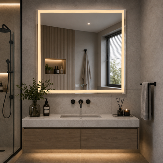 Giga LED tükör, 80x60cm, Ezüst, Touch, 6000K fény