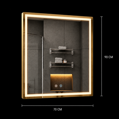 Giga LED tükör, 80x60cm, Ezüst, Touch, 6000K fény