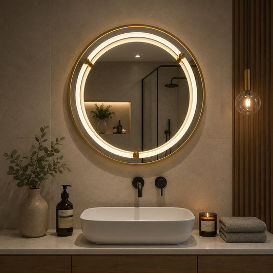 Giga LED tükör, 80x60cm, Ezüst, Touch, 6000K fény
