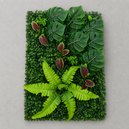 Planta Artificială Panou de Gard Viu Mix Monstera, 40 x 60 cm, Verde