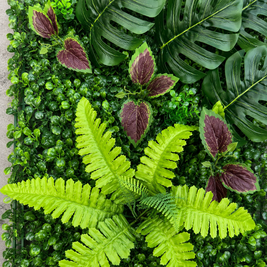 Planta Artificială Panou de Gard Viu Mix Monstera, 40 x 60 cm, Verde