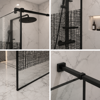 Paravan de duș Walk-In SASKATON, 70x195cm, Metal, Negru