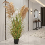 Planta Artificială Iarbă Ornamentală, 170cm, cu 7 fire, Stuf si Iarba, Verde Tomnal, Fara Ghiveci