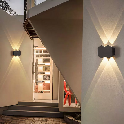 Kültéri és beltéri LED fali lámpa, 4 forrás x 1W, IP65, ABS, fekete, 3000K