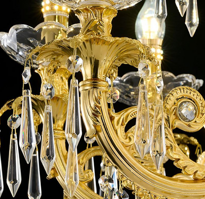 Candelabru Cristal 11xE14, D80cm, Auriu Lucios, Inaltime Reglabila, Metal si Cristal Candelabre Cristal Default Title Alessandro Design