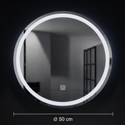Kerek LED -tükör, 70 cm, alapvető érintés