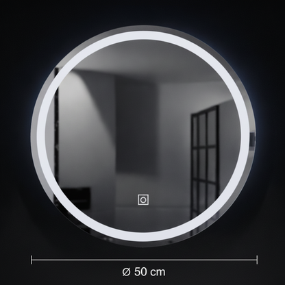 Kerek LED -tükör, 70 cm, alapvető érintés