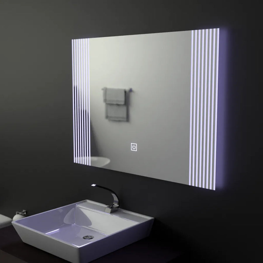 Téglalap alakú LED-es tükör, 80x60 cm, Infinity Frame Basic Touch 1005S-20A Alapértelmezett cím Alessandro Design