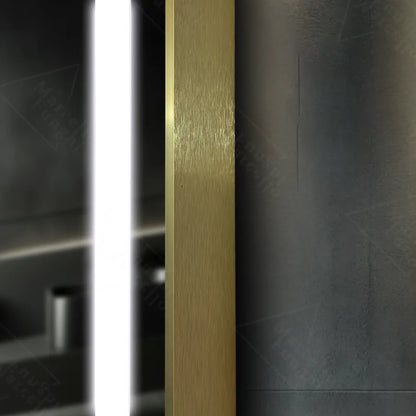 Négyszögletű LED-es tükör, 60x80 cm, Verite Royale Gold MotionGlow Marcello, páramentesítő rendszer, óra és hőmérő, szabályozható tükrök Marcello alapértelmezett cím Alessandro Design