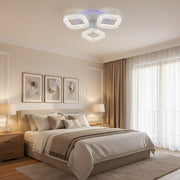 Lustra LED RENATO Nobile cu telecomanda si cristal,  39W, 3 Patrate, Lumina Rece/Calda/Neutra, Dimabila, Alb