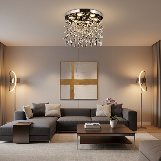 Crystal LED csillár LLC210/550CH kerek, 30W, hideg/meleg/semleges fény, kristály, fényes króm