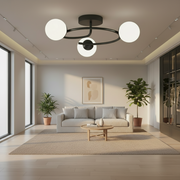 Lustra LED si cristal ORBIT, 66cm, 3xE27, Globuri, Negru