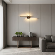 Aplica LED Decorativa FENG, 19W, 60cm, Lumina Calda / Neutra/ Rece, Negru, Metal si Acril