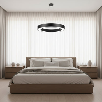 Lustra LED suspendata ANGLE, D52cm, 25W, Inaltime Reglabila, Lumina Rece, Negru, Metal si Acril