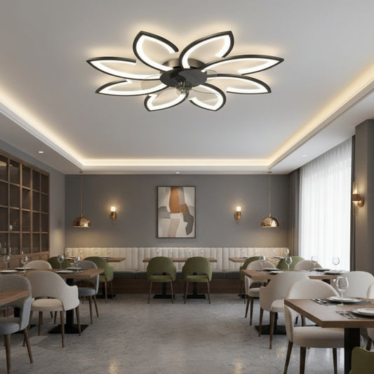 Lustra LED Ventilator ANEMO cu Telecomanda, 47W, D87cm, Lumina Rece/Neutra/Calda, Metal si Plastic, Negru