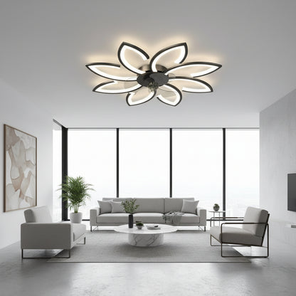 Lustra LED Ventilator ANEMO cu Telecomanda, 47W, D87cm, Lumina Rece/Neutra/Calda, Metal si Plastic, Negru