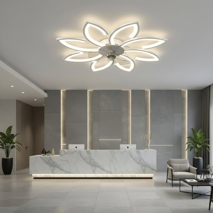 Lustra LED Ventilator ANEMO cu Telecomanda, 48W, D87cm, Lumina Rece/Neutra/Calda, Metal si Plastic, Alb