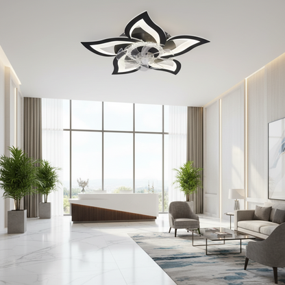 Lustra LED Ventilator ANEMO cu Telecomanda, 49W, D85cm, Lumina Rece/Neutra/Calda, Metal si Plastic, Negru