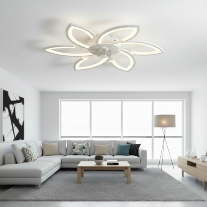 Lustra LED Ventilator ANEMO cu Telecomanda, 36W, D76.5cm, Lumina Rece/Neutra/Calda, Metal si Plastic, Alb