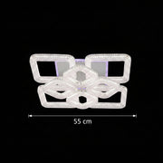 Lustra LED RENATO Magno cu telecomanda si cristal,  128W, 8 Patrate, Lumina Rece/Calda/Neutra, Dimabila, Alb
