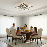Lustra LED Ventilator ANEMO cu Telecomanda, 49W, D85cm, Lumina Rece/Neutra/Calda, Metal si Plastic, Negru
