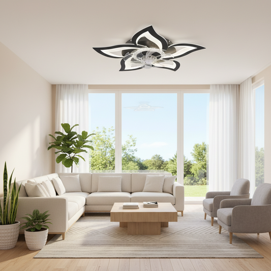 Lustra LED Ventilator ANEMO cu Telecomanda, 49W, D85cm, Lumina Rece/Neutra/Calda, Metal si Plastic, Negru