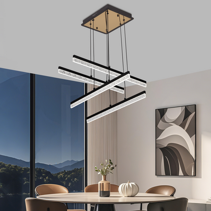 Lustra LED Suspendata cu Telecomanda STRATA, 4 elemente, 54W, Lumina 3000/4000/6000K, Negru, Inaltime Reglabila Lustre LED cu Telecomanda Default Title Alessandro Design
