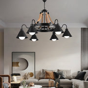 Lustra Vintage cu Franghie LV584/6BK, 6xE27 Lemn Inchis Lustre Vintage Default Title Alessandro Design