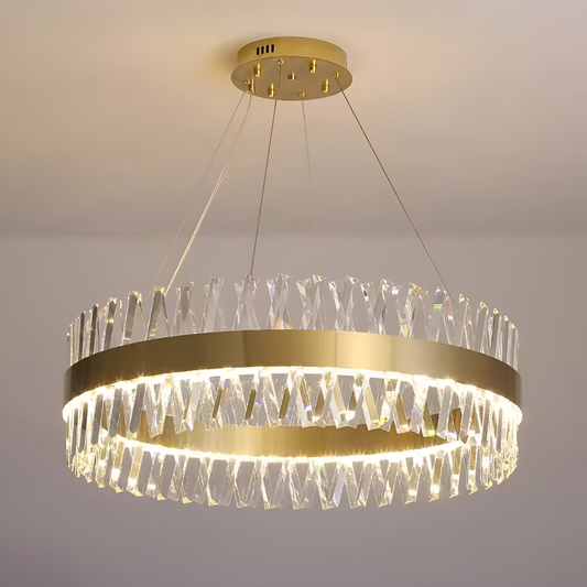 CASERTA Eleganza LED csillár távirányítóval, 54 W, szabályozható, átmérő 50 cm, arany kristály csillárok alapértelmezett cím Alessandro Design