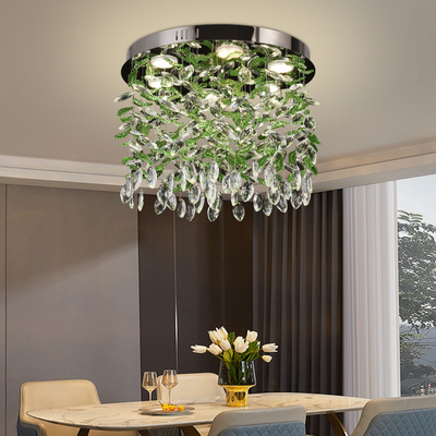 Crystal LED csillár LLC211/550GN kerek, 29W, hideg/meleg/semleges fény, zöld kristályok, fényes króm