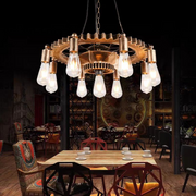 Lustra Vintage cu Franghie LV591/9BK, 9xE27 Lemn Inchis Lustre Vintage Default Title Alessandro Design