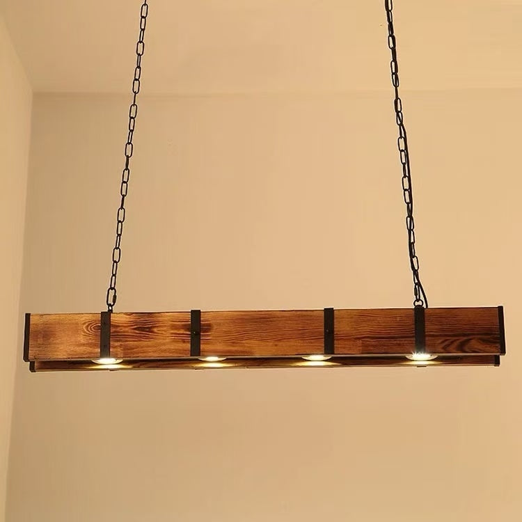Lustra LED Vintage LV565/4, 12W, 3000K, Rustic Barn, Lemn si Metal, 100cm, Galben Lustre Vintage Default Title Alessandro Design