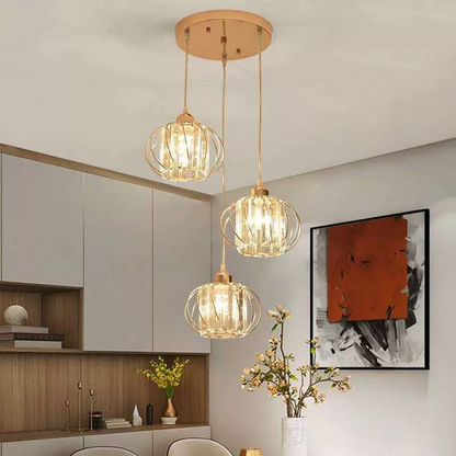 Lustra Monica, 3 X E27, Auriu, Metal si Sticla Lustre Clasice Default Title Alessandro Design