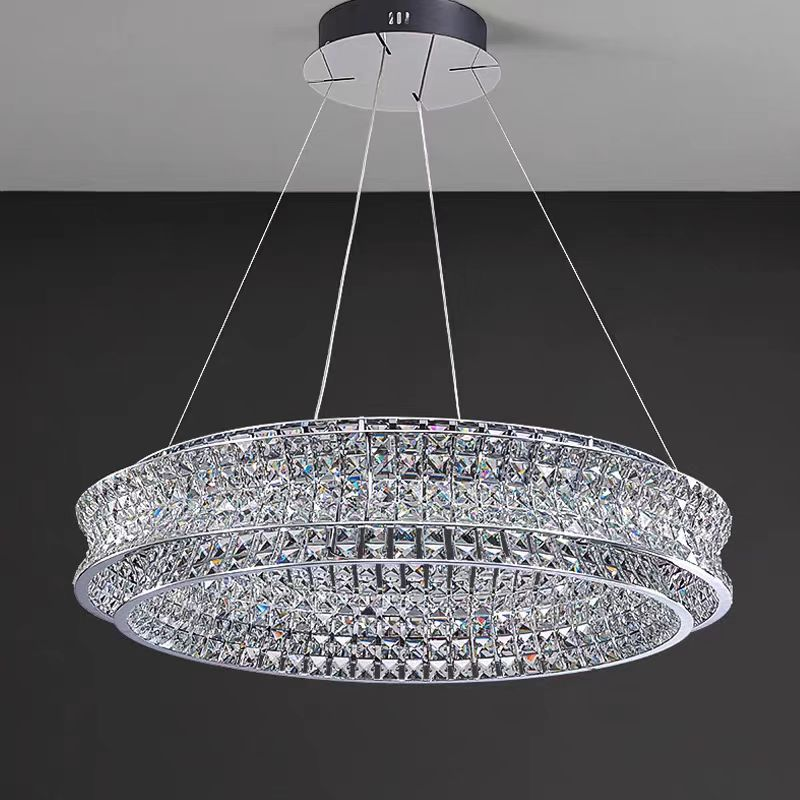 Lustra LED cu Telecomanda, LLC160/500CH, Cristal si Metal, 54W, 1 Cerc, Dimabila, Inaltime Reglabila, Lumina Rece/Calda/Neutra, Iluminat Luxos Lustre LED cu Telecomanda Default Title Alessandro Design