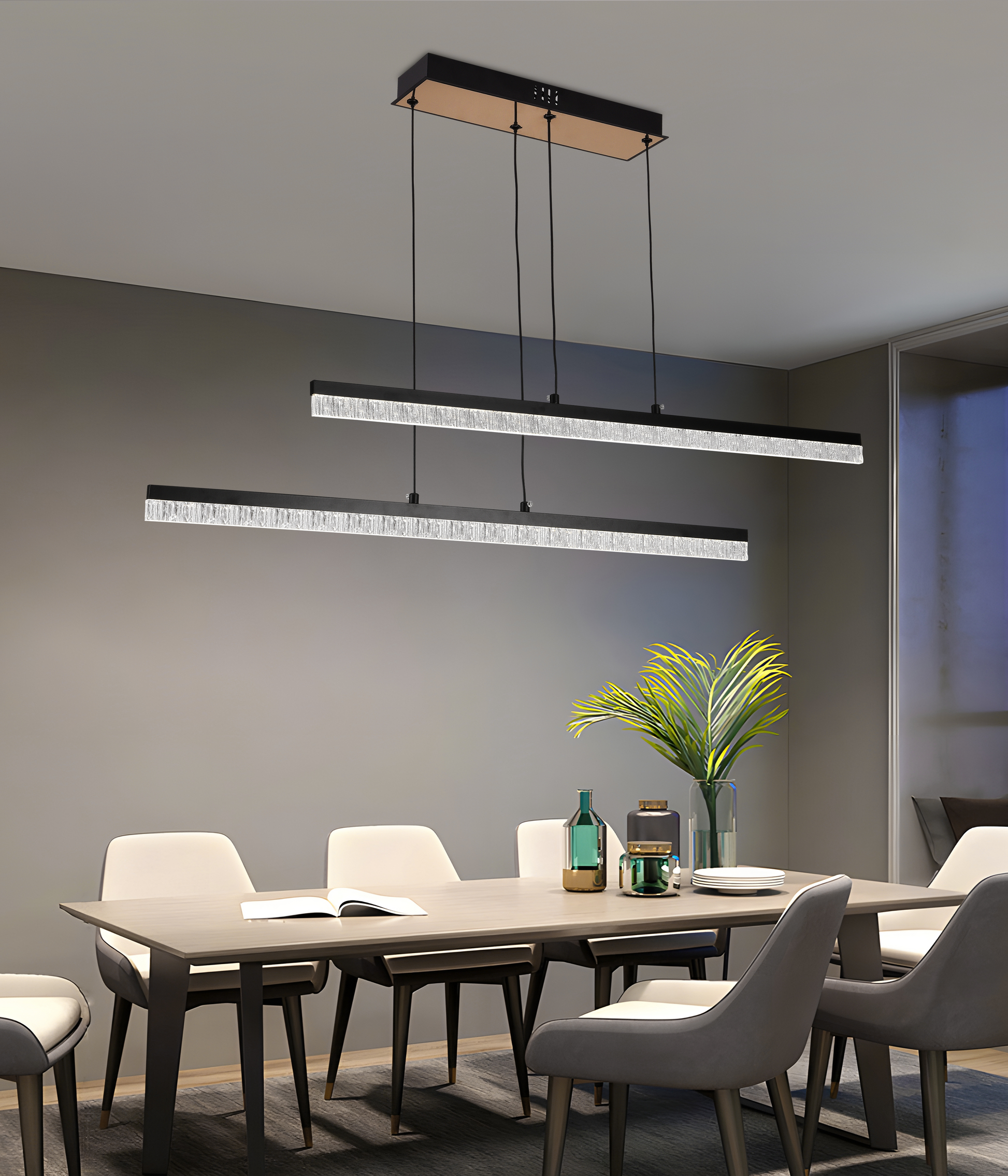 Lustra LED Suspendata cu Telecomanda, STRATA, 2 elemente, 37W, Lumina 3000/4000/6000K, Negru, Inaltime Reglabila Lustre LED cu Telecomanda Default Title Alessandro Design